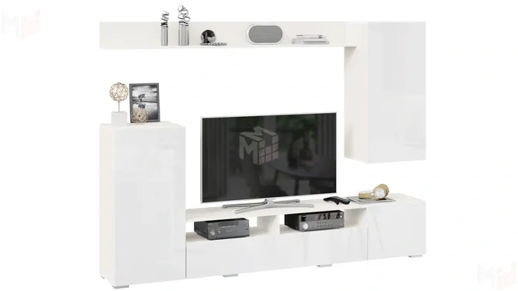 Гостиная Моретти Белый, Белый глянец