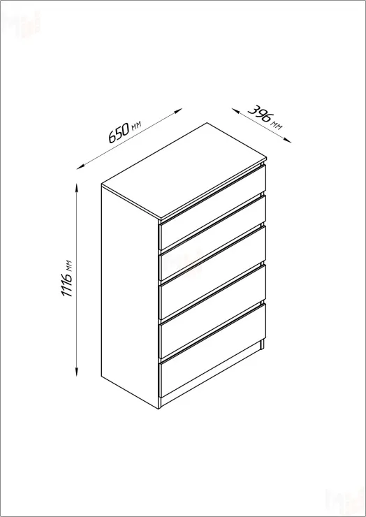 Комод Кастор 5 ящиков сонома