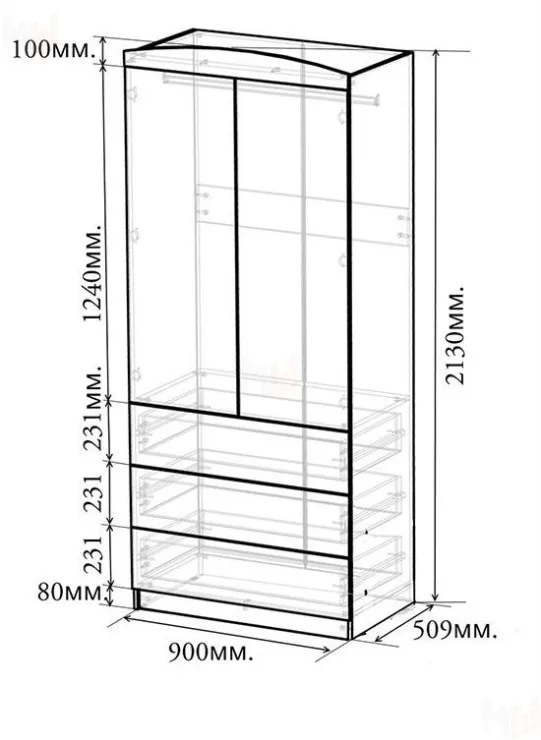 Шкаф двухдверный Пираты ПР-08