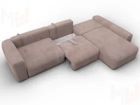 Диван угловой Лига-066 НПБ Лонг угол правый ( TOWER 05 бежевый )