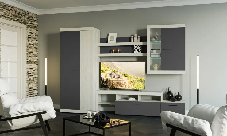 Гостиная Соната Композиция 1 Дуб Сонома - Дуб Сакраменто