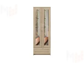 Шкаф Сириус 2 двери 1 ящик с зеркалами, сонома (высота 220 см)