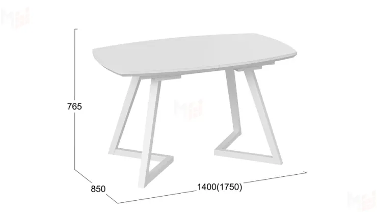 Стол обеденный TESCA 2 Белый муар, Стекло матовое белое