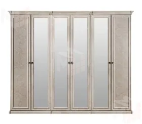 Шкаф Афина 6-дверный (2+2+2) с зеркалом крем корень