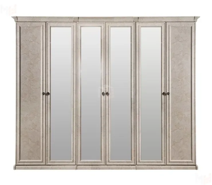 Шкаф Афина 6-дверный (2+2+2) с зеркалом крем корень