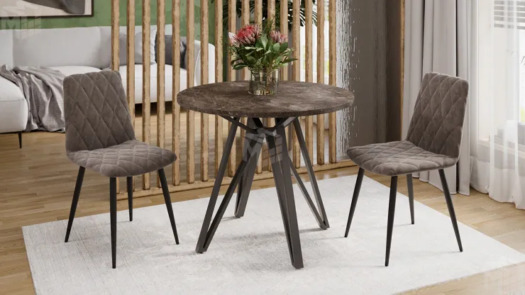 Стол обеденный Ройс Тип 2 Черный муар/Ателье темное