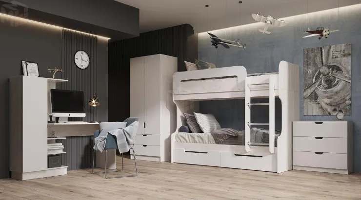 Кровать двухъярусная Юниор-4 (шарли белый)