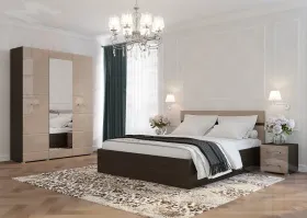 Кровать Ненси 1,4 с основанием (венге/капучино глянец)