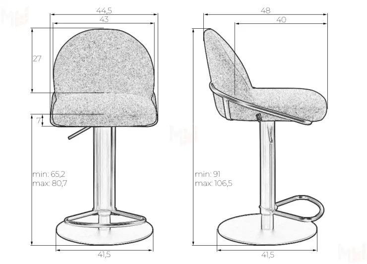 Стул барный DOBRIN OLIVER (черная ткань (SLR-10))