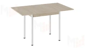 Стол  раздвижной Родос Тип 2 с опорой d40 Белый муар, Дуб Сонома