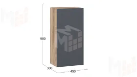 Шкаф навесной Порто - ТД-393.03.27 Яблоня Беллуно, Графит софт