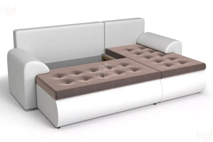 Угловой диван Ванкувер (правый)  Белый, Коричневый