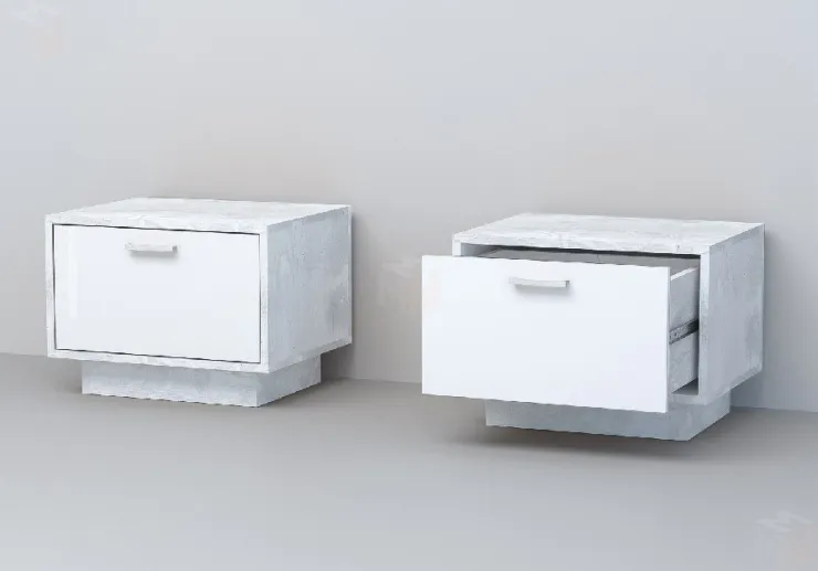 Тумба Т-5 ПД Эго Бетон Светлый/Белый Глянец