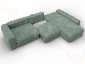 Диван угловой Лига-066 НПБ Лонг угол правый ( BRUT 08 зеленый )