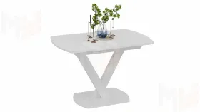 Стол обеденный Салерно Тип 1 Белый муар Стекло матовое белое