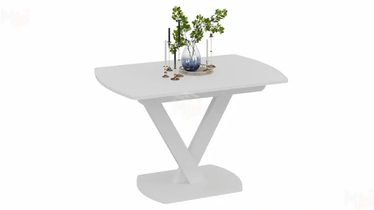 Стол обеденный Салерно Тип 1 Белый муар Стекло матовое белое