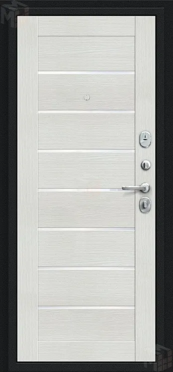 Входная металлическая дверь Техно Букле черное/Bianco Veralinga