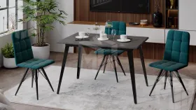 Стол обеденный Равенна Тип 1 Черный муар, Серый бетон