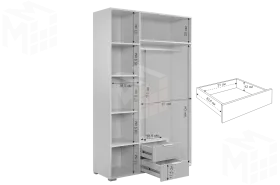 Шкаф трехдверный Зефир  109.02 белое дерево/пудра розовая (эмаль)