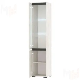 Пенал-витрина  ГРЕТТА 1В1С Дуб Крафт белый - Антрацит