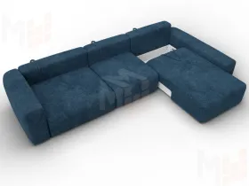 Диван угловой Лига-066 НПБ Лонг угол правый ( BRUT 11 синий )