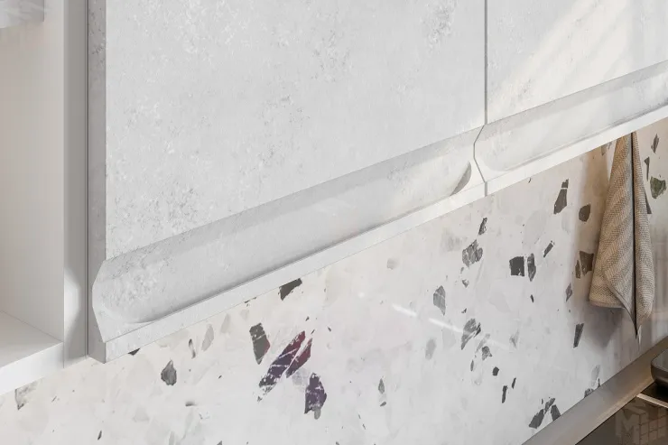 Кухонный гарнитур Вельвет (2,0м) (МДФ) (без столешниц) Бетон Снежный / Бетон графит