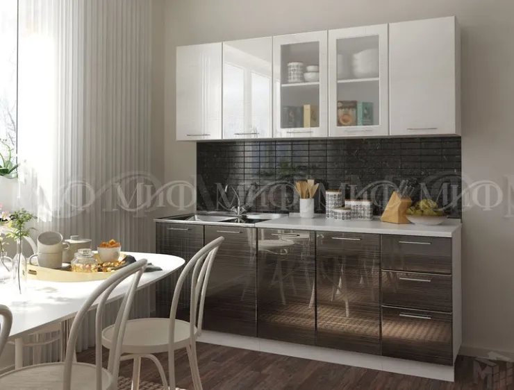 Кухня МДФ Микс серый/черный 2,0
