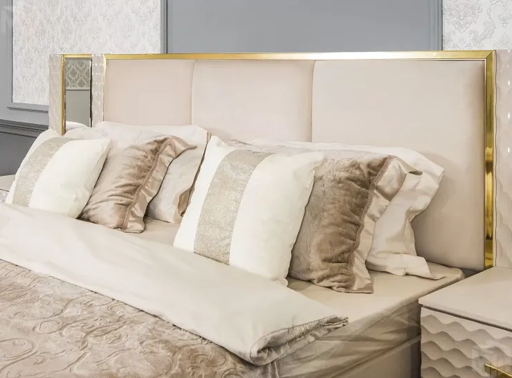 Кровать Lara 160x200 см бежевый глянец