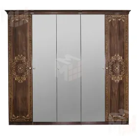 Шкаф Патрисия 5-дверный (2+1+2) с зеркалом караваджо глянец