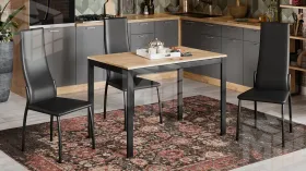 Стол раздвижной Слайд Тип 2 Черный муар, Дуб Крафт золотой