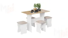 Обеденная группа тип 1 - МФ-101.006 Белый, Дуб Крафт золотой, Иск.замша Latte