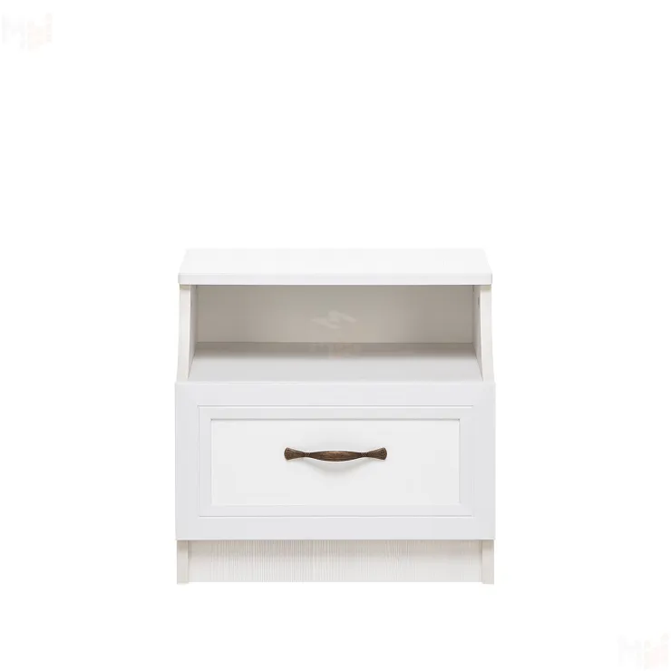 Тумба прикроватная Leset Вега (Холст белый, белое дерево, рамух)