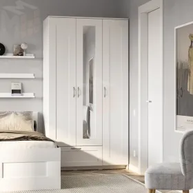 2.02.01.510.1 СИРИУС шкаф 3 двери и 1 ящик 117х59х220 белый RU (с 1 зеркалом)