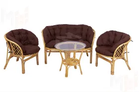 Комплект Багама с диваном и коричневыми ушастыми подушками