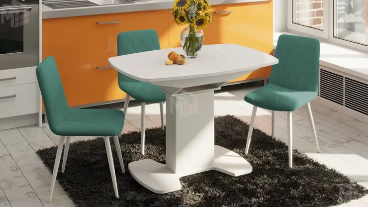 Стол обеденный Портофино - СМ(ТД)-105.01.11(1) Белый глянец, Стекло белое