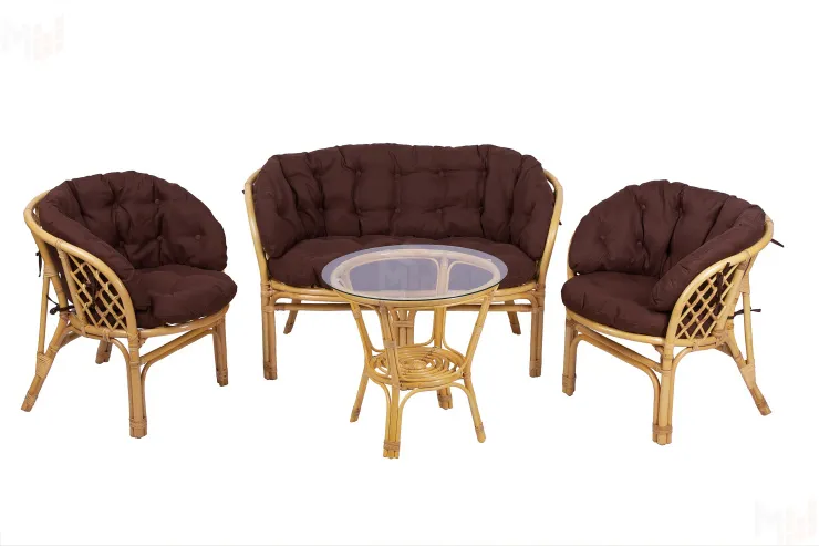 Комплект Багама с диваном и коричневыми ушастыми подушками