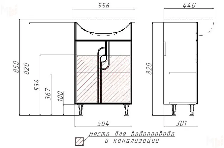 Тумба под умывальник "Уют 55 Лилия" без ящика Айсберг