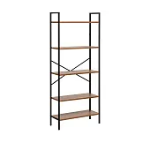 Стеллаж Leset Стилвуд 25 широкий, 5 полок (Чёрный/Орех лион светлый)