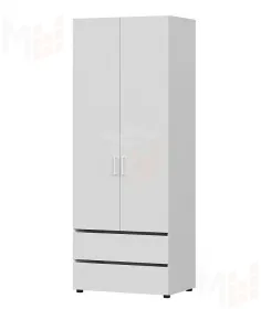 Шкаф двухстворчатый Токио с двумя ящиками Белый