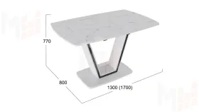 Стол обеденный Дели Тип 1 Белый глянец, Стекло матовое белый мрамор