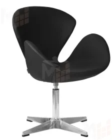 Кресло дизайнерское DOBRIN SWAN (черный кожзам P13, алюминиевое основание)