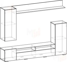 Гостиная МИЯ Ясень Анкор Светлый - Белый глянец