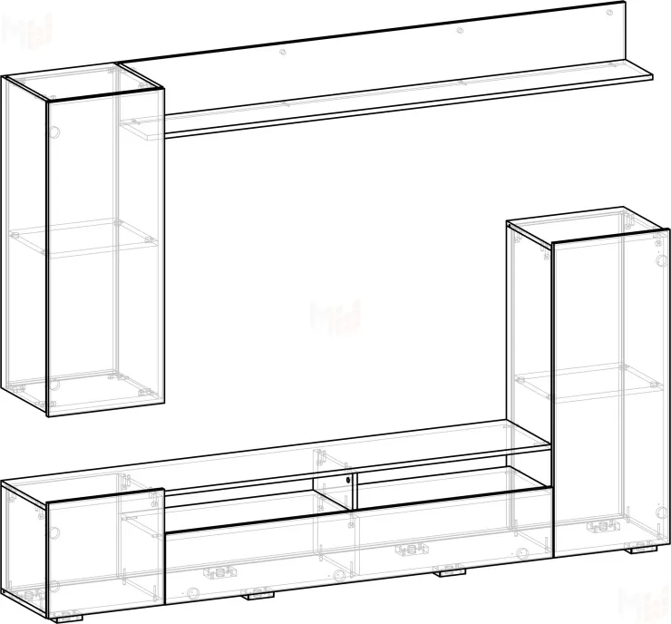 Гостиная МИЯ Ясень Анкор Светлый - Белый глянец