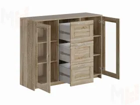 Тумба Сириус 2 двери со стеклом и 3 ящика 117*95 белый