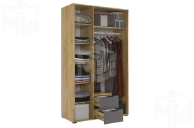 Шкаф трехдверный Адам  с зеркалом дуб крафт золотой/графит