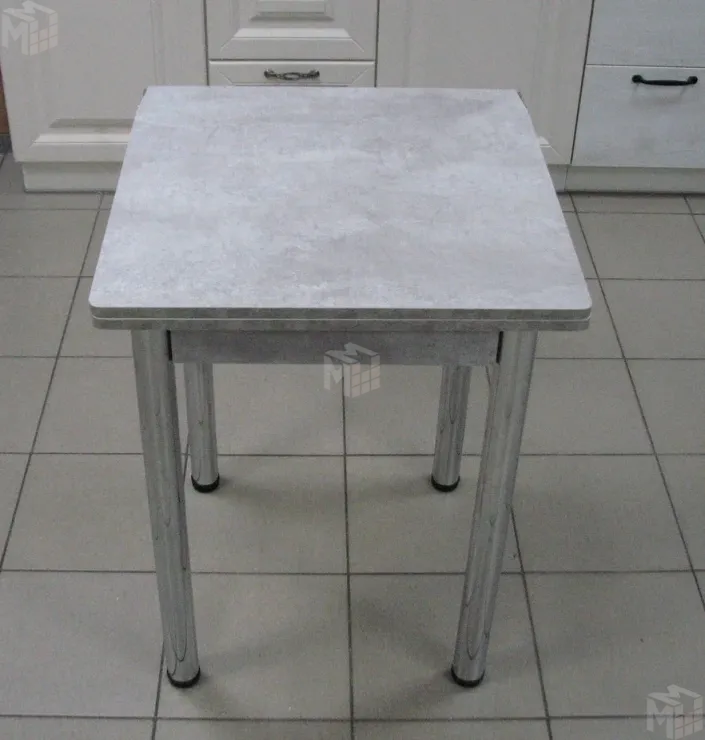 Стол Ломберный поворотно-раскладной 580*580 (цемент светлый), ножки хром