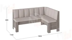 Скамья угловая Ганновер Дуб Сонома трюфель, Рогожка Capri Бежевая