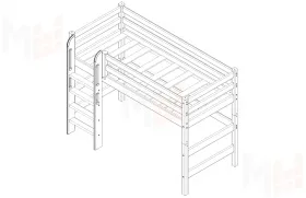 Полувысокая кровать Соня-5 с прямой лестницей