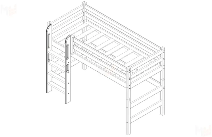 Полувысокая кровать Соня-5 с прямой лестницей