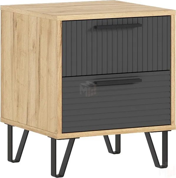 Тумба прикроватная Флэш (дуб крафт/браш графит) 2 шт